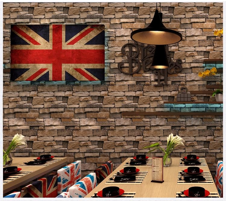 Rock Peel and Stick Wallpaper - Self-Adhesive & Removable Wallpaper Stone Decorations Contact Paper 17.7"x393" 3D Stone Textured Vinyl for Backsplash, Countertop Wall, Easy to Clean, Brick Wall paper